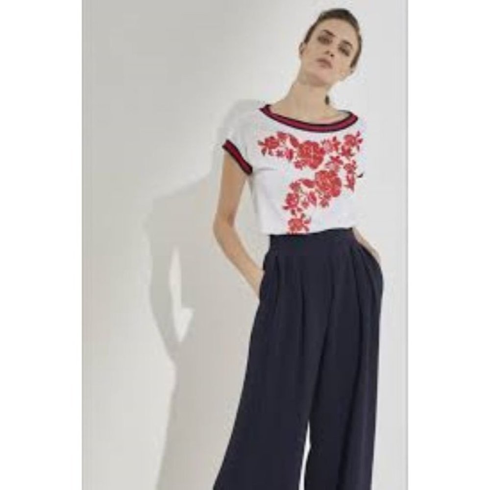 GIORGIO Grati Small Black Lightweight Cropped Wide Leg Flowy Travel Casual Pants